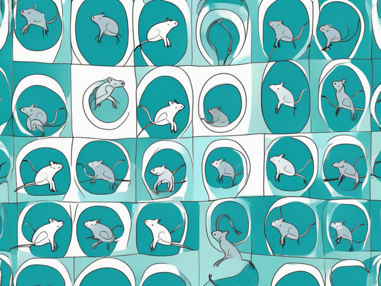 Mice in grid-like pattern representing control groups; clinical research context.