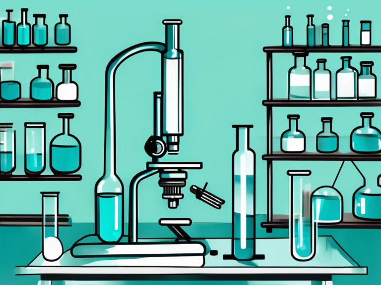 Lab equipment with bottles and test tubes, related to adverse events in clinical research.